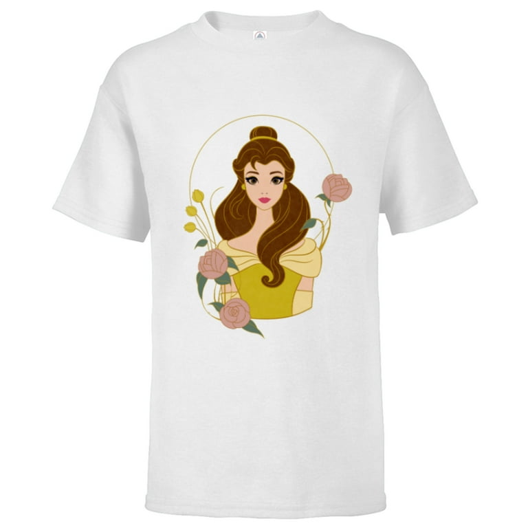 Disney Princess Belle Modern Art Deco Style Short Sleeve T Shirt for Kids Customized White