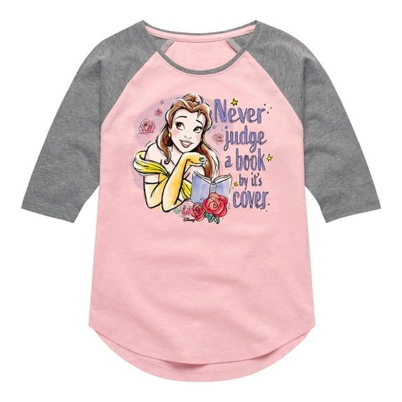 Disney Princess - Belle Never Judge A Book - Toddler & Youth Girls Raglan T-Shirt