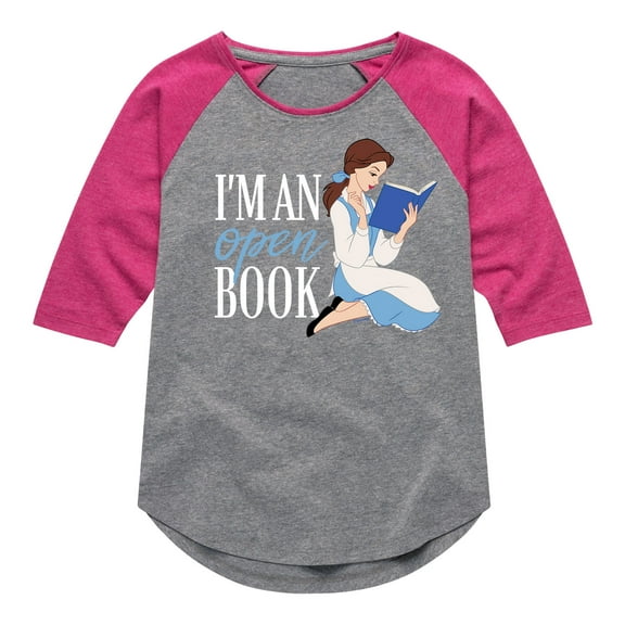 Disney Princess - Belle Open Book - Toddler And Youth Girls Raglan Graphic T-Shirt