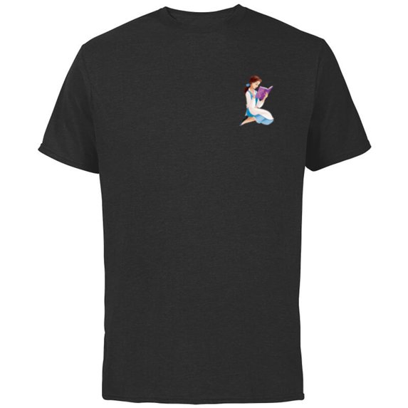 Disney Princess Belle Small Print - Short Sleeve Cotton T-Shirt for Adults - Customized-Black