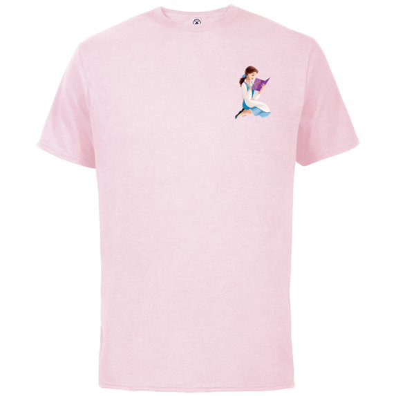Disney Princess Belle Small Print - Short Sleeve Cotton T-Shirt for Adults - Customized-Soft Pink