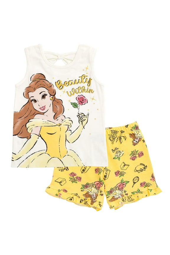 Princess Belle Tank Top and French Terry Shorts Outfit Set Toddler to Big Kid