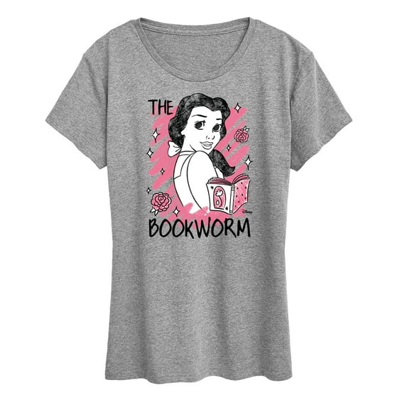 Disney Princess - Belle The Bookworm - Women's Short Sleeve Graphic T-Shirt