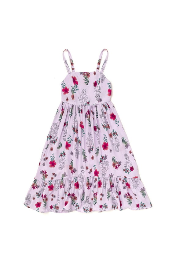 Princess Belle Tiana Ariel Square Neck Smocked Cami Maxi Dress Toddler to Big Kid