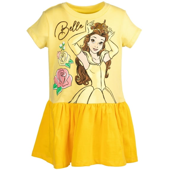 Disney Princess Belle Toddler Girls French Terry Dress Toddler to Big Kid