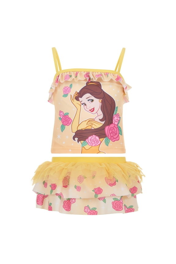 Princess Belle UPF 50+ Tankini Top and Swim Skirt Swimsuit Set Toddler to Big Kid