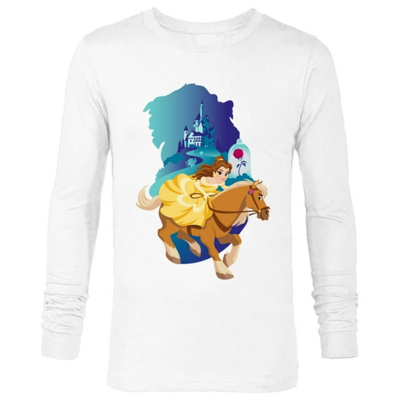 Disney Princess Belle and Phillipe Adventure Ride - Long Sleeve T-Shirt for Men - Customized-White