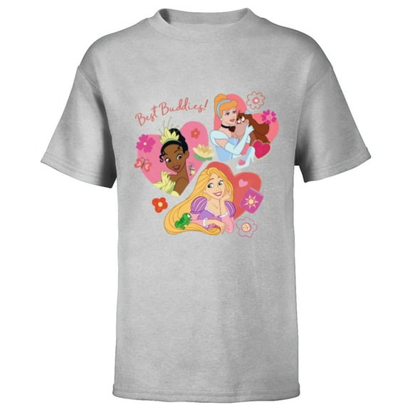 Disney Princess Best Buddies Valentine’s Day Friends - Short Sleeve T-Shirt for Kids - Customized-Athletic Heather