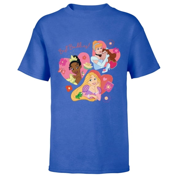 Disney Princess Best Buddies Valentine’s Day Friends - Short Sleeve T-Shirt for Kids - Customized-Royal