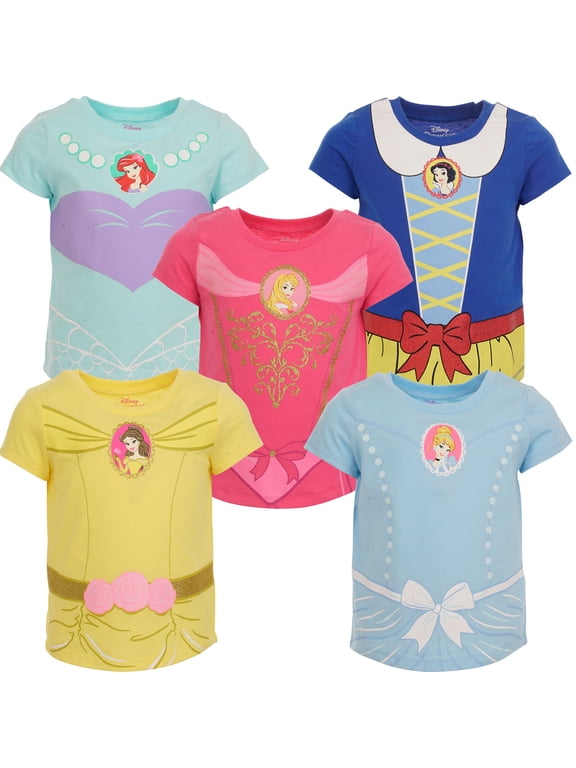 Princess Snow White Belle Aurora 5 Pack T-Shirts Infant to Big Kid