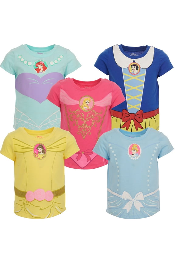 Princess Snow White Belle Aurora 5 Pack T-Shirts Infant to Big Kid
