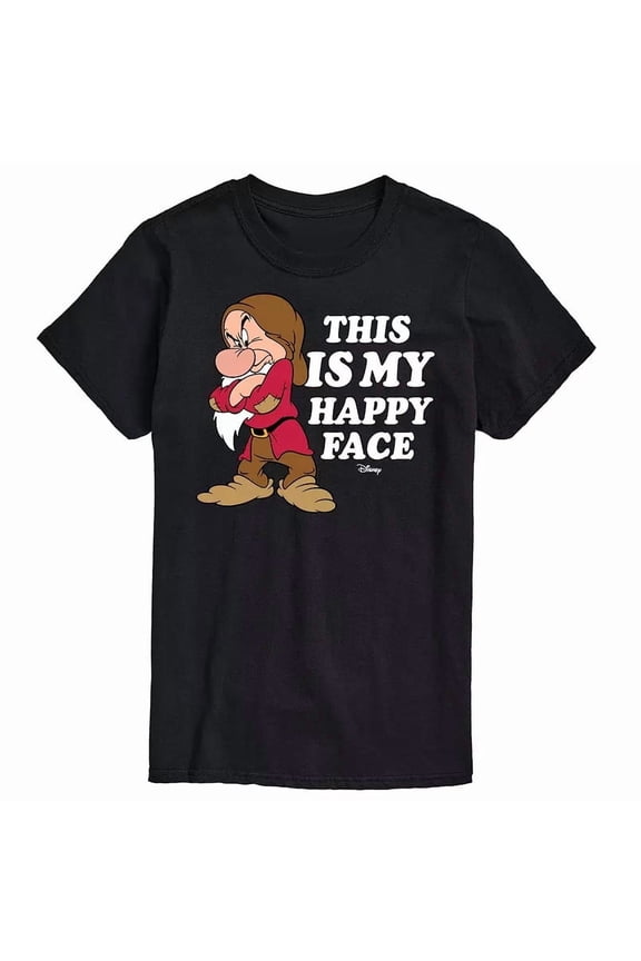 Disney Princess Big Tall Grumpy Happy Face Graphic Typography T-shirt