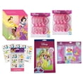 thumbnail image 1 of Disney Princess Birthday Party Supplies Bundle includes 8 Plastic Loot Bags, 8 Plastic Glasses, 96 Tattoos, 7pc Hair Accessories Set, 1 Sticker Pad, 1 Dinosaur Sticker Sheet, 1 of 5