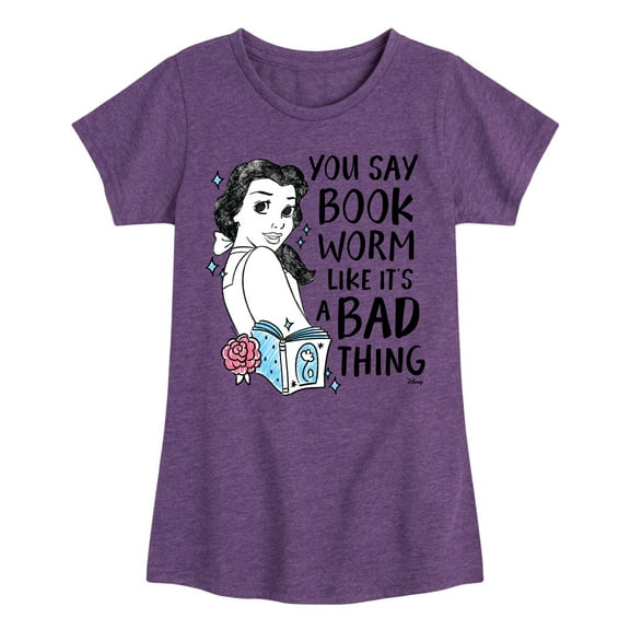 Disney Princess - Bookworm Isn't A Bad Thing - Toddler & Youth Girls Short Sleeve Graphic T-Shirt