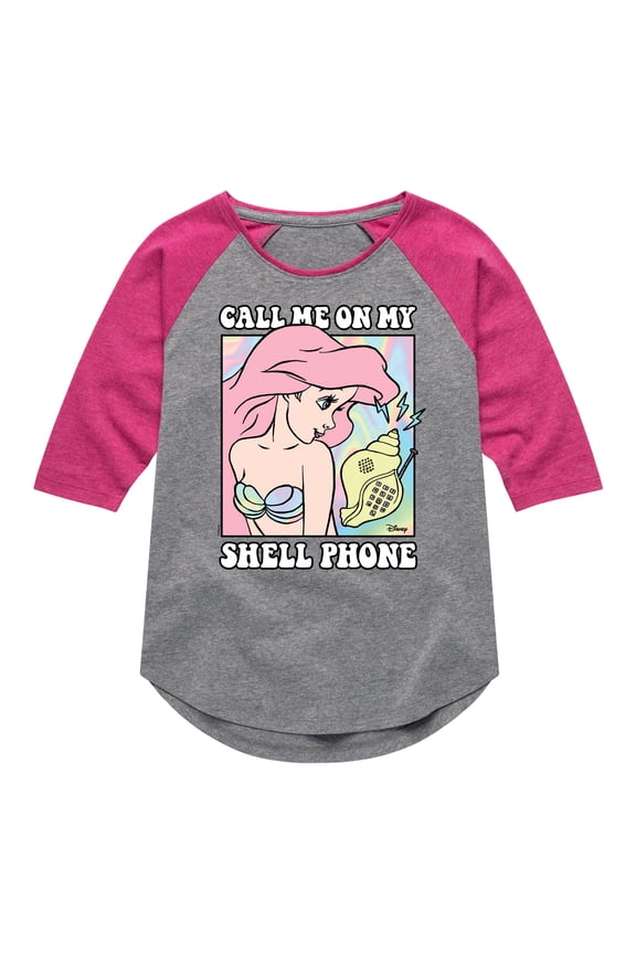 Princess - Call Me On My Shell Phone - Toddler & Youth Girls Raglan Graphic T-Shirt
