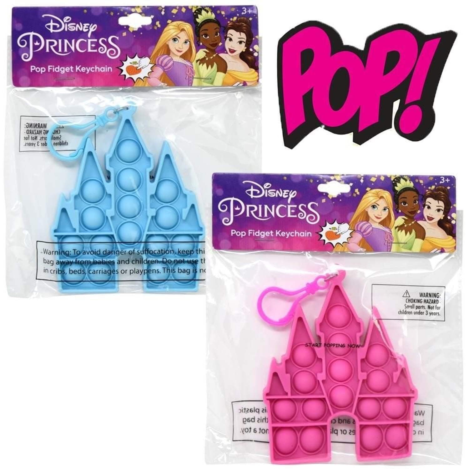 Disney Princess Castle Fidget Toy Keychain, 2-Pack