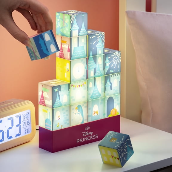 Disney Princess Castle Light Officially Licensed Building Blocks Lamp, Create 4 Princess Castles with Light-Up Pieces, Magical Night Light for Bedroom Dcor | Paladone