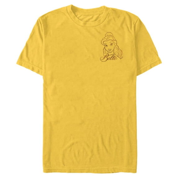Disney Princess Celebration Minimalist Belle Coner Art - Short Sleeve Blended T-Shirt for Adults - Customized-Yellow