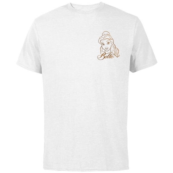 Disney Princess Celebration Minimalist Belle Coner Art - Short Sleeve Cotton T-Shirt for Adults - Customized-White