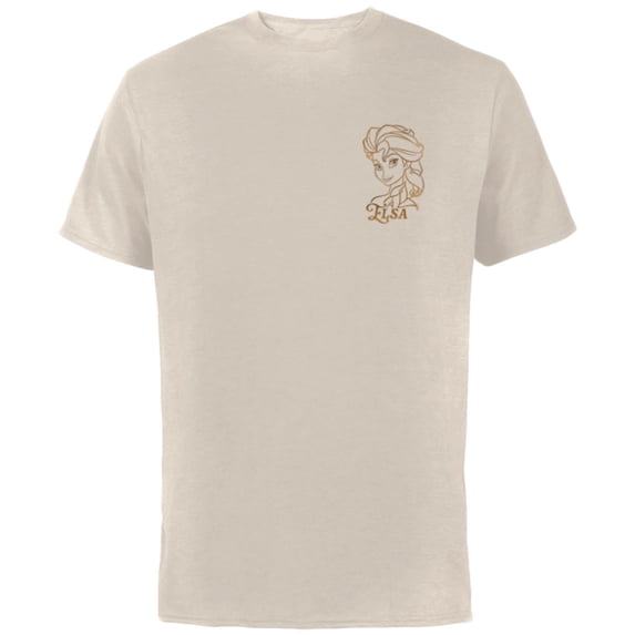 Disney Princess Celebration Minimalist Elsa Corner Art - Short Sleeve Cotton T-Shirt for Adults - Customized-Natural