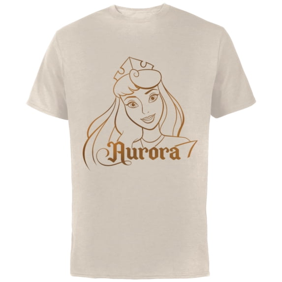 Disney Princess Celebration Minimalist Lines Aurora - Short Sleeve Cotton T-Shirt for Adults - Customized-Natural