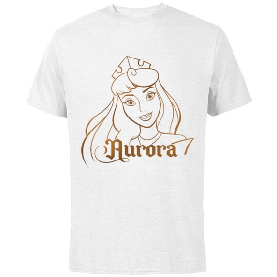 Disney Princess Celebration Minimalist Lines Aurora - Short Sleeve Cotton T-Shirt for Adults - Customized-White