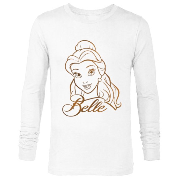Disney Princess Celebration Minimalist Lines Belle - Long Sleeve T-Shirt for Men - Customized-White