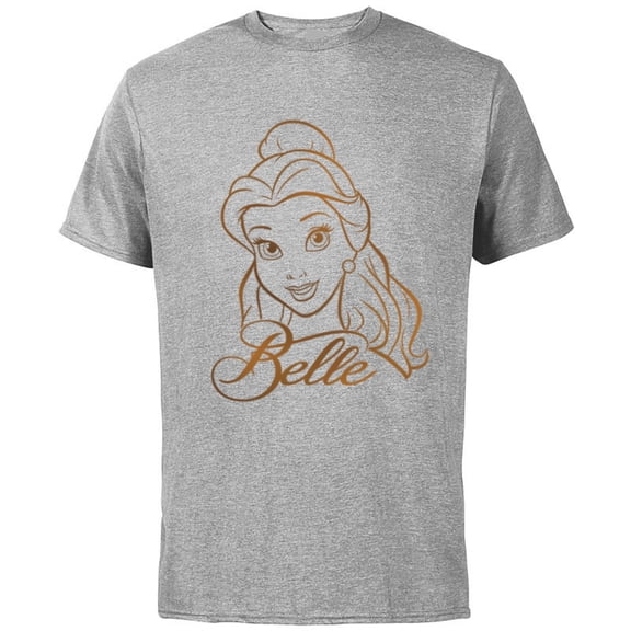 Disney Princess Celebration Minimalist Lines Belle - Short Sleeve Cotton T-Shirt for Adults - Customized-Athletic Heather