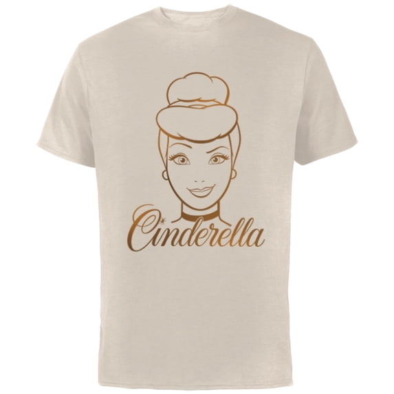 Disney Princess Celebration Minimalist Lines Cinderella - Short Sleeve Cotton T-Shirt for Adults - Customized-Natural