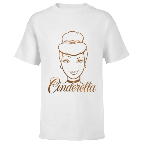 Disney Princess Celebration Minimalist Lines Cinderella - Short Sleeve T-Shirt for Kids - Customized-White