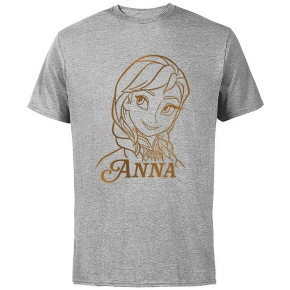 Disney Princess Celebration Minimalist Lines Frozen Anna - Short Sleeve Cotton T-Shirt for Adults - Customized-Athletic Heather