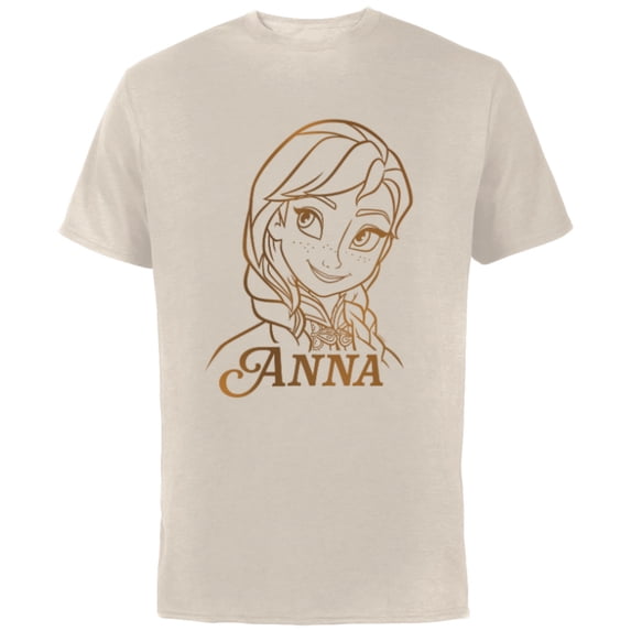 Disney Princess Celebration Minimalist Lines Frozen Anna - Short Sleeve Cotton T-Shirt for Adults - Customized-Natural
