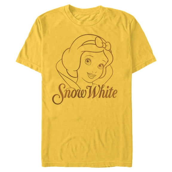 Disney Princess Celebration Minimalist Lines Snow White - Short Sleeve Blended T-Shirt for Adults - Customized-Yellow