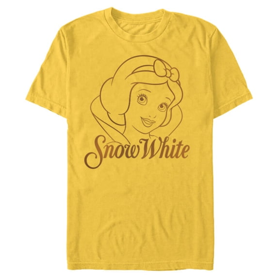 Disney Princess Celebration Minimalist Lines Snow White - Short Sleeve Blended T-Shirt for Adults - Customized-Yellow