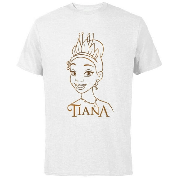 Disney Princess Celebration Minimalist Lines Tiana - Short Sleeve Cotton T-Shirt for Adults - Customized-White