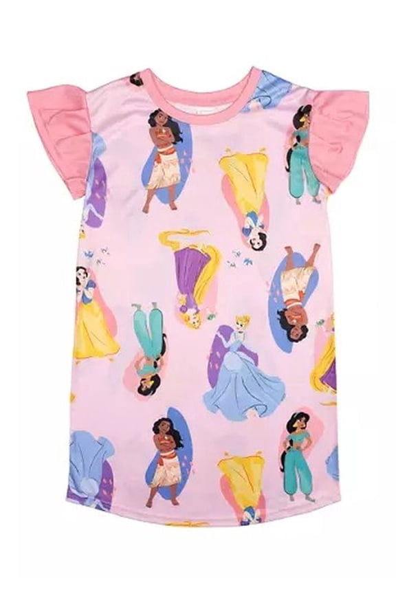 Princess Character Toddler Girl's Pink Satinet Nightgown, Gown (Size 2T)