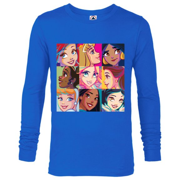 Disney Princess Characters Pop Art Grid - Long Sleeve T-Shirt for Men - Customized-Royal