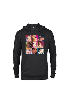 Princess Characters Pop Art Grid - Pullover Hoodie for Adults - Customized-Black