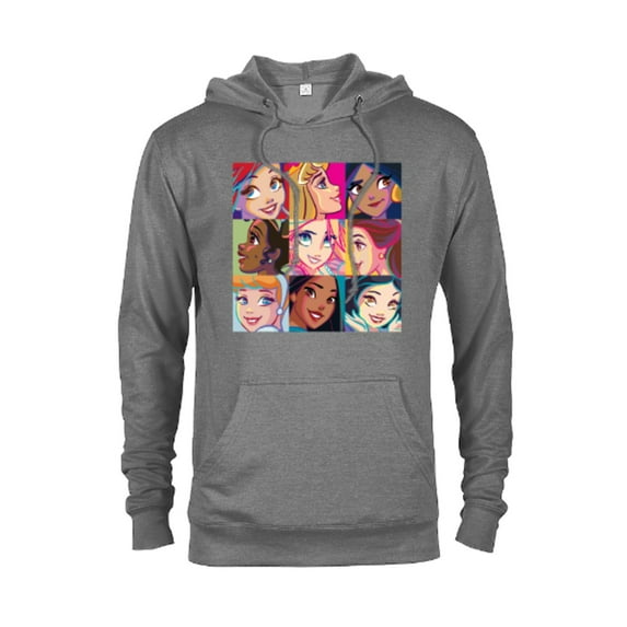 Disney Princess Characters Pop Art Grid - Pullover Hoodie for Adults - Customized-Graphite Heather