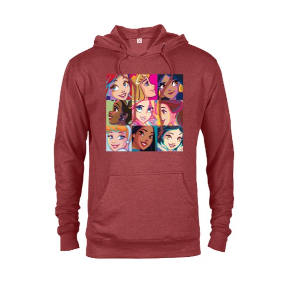 Disney Princess Characters Pop Art Grid - Pullover Hoodie for Adults - Customized-Red Heather