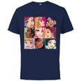 thumbnail image 1 of Disney Princess Characters Pop Art Grid - Short Sleeve Cotton T-Shirt for Adults - Customized-Navy, 1 of 5
