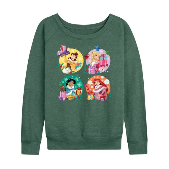 Disney - Princess Christmas Grid - Women's Lightweight French Terry Long Sleeve Shirt