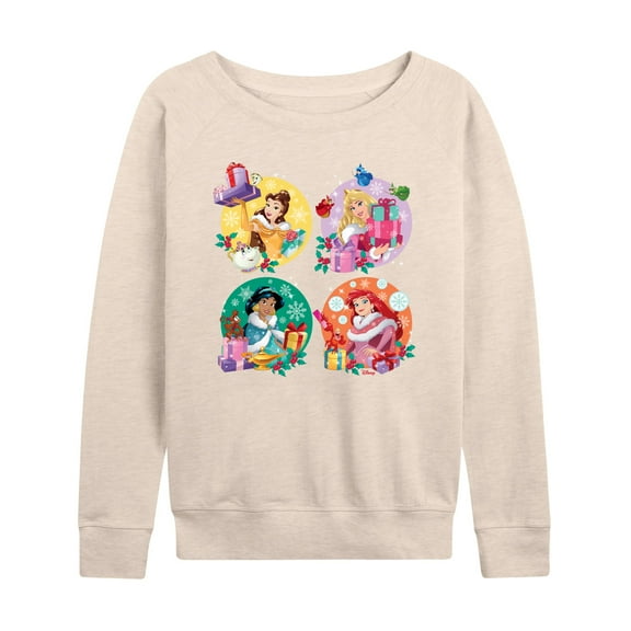 Disney - Princess Christmas Grid - Women's Lightweight French Terry Long Sleeve Shirt