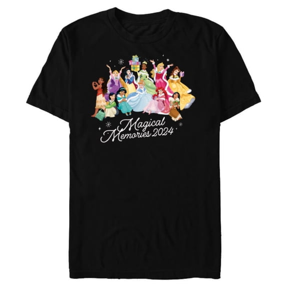Disney Princess Christmas Holiday Magical Memories 2024 - Short Sleeve Blended T-Shirt for Adults - Customized-Black