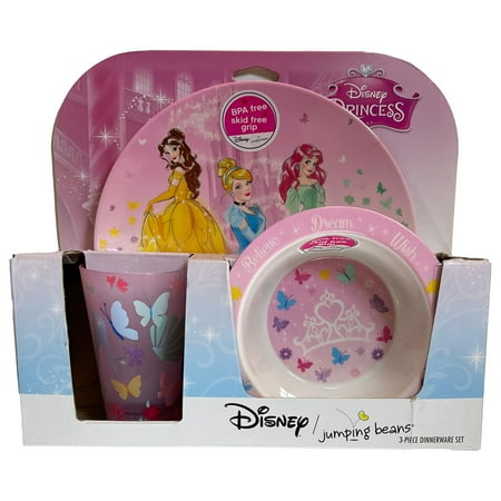 Disney Princess Cinderella Belle Ariel 3-piece Dinnerware Set Plate Bowl Cup