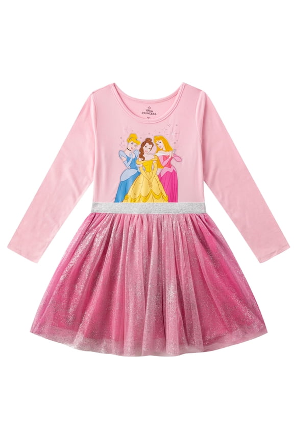 Princess Cinderella Belle Aurora Long Sleeve Dress (Girls), Sizes 2T-10