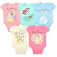 thumbnail image 1 of Disney Princess Cinderella, Belle and Aurora Girls 5 Pack Character Onesie, Newborn, 1 of 6