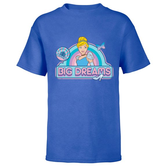 Disney Princess Cinderella Big Dreams Retro - Short Sleeve T-Shirt for Kids - Customized-Royal