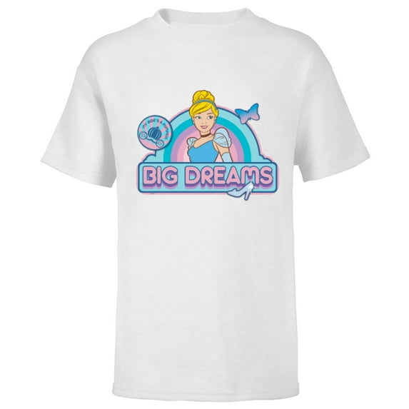 Disney Princess Cinderella Big Dreams Retro - Short Sleeve T-Shirt for Kids - Customized-White