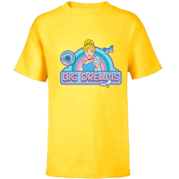 Disney Princess Cinderella Big Dreams Retro - Short Sleeve T-Shirt for Kids - Customized-Yellow